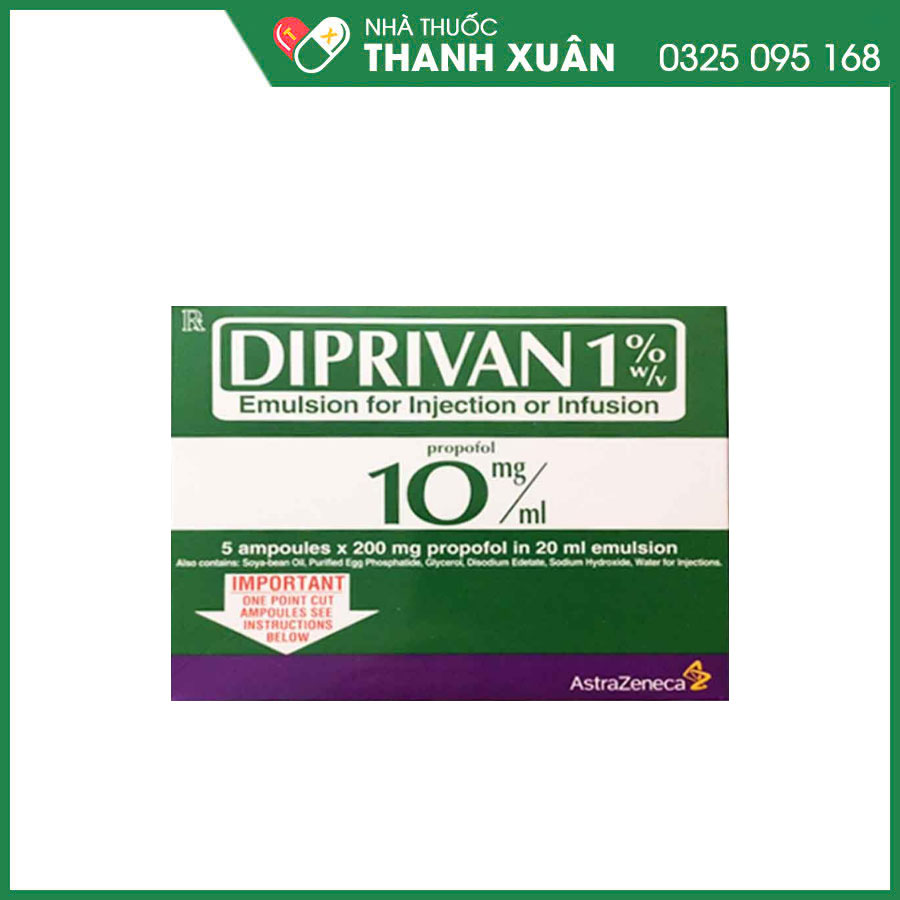 Diprivan 10mg/ml 20ml thuốc chỉ định gây mê tĩnh mạch