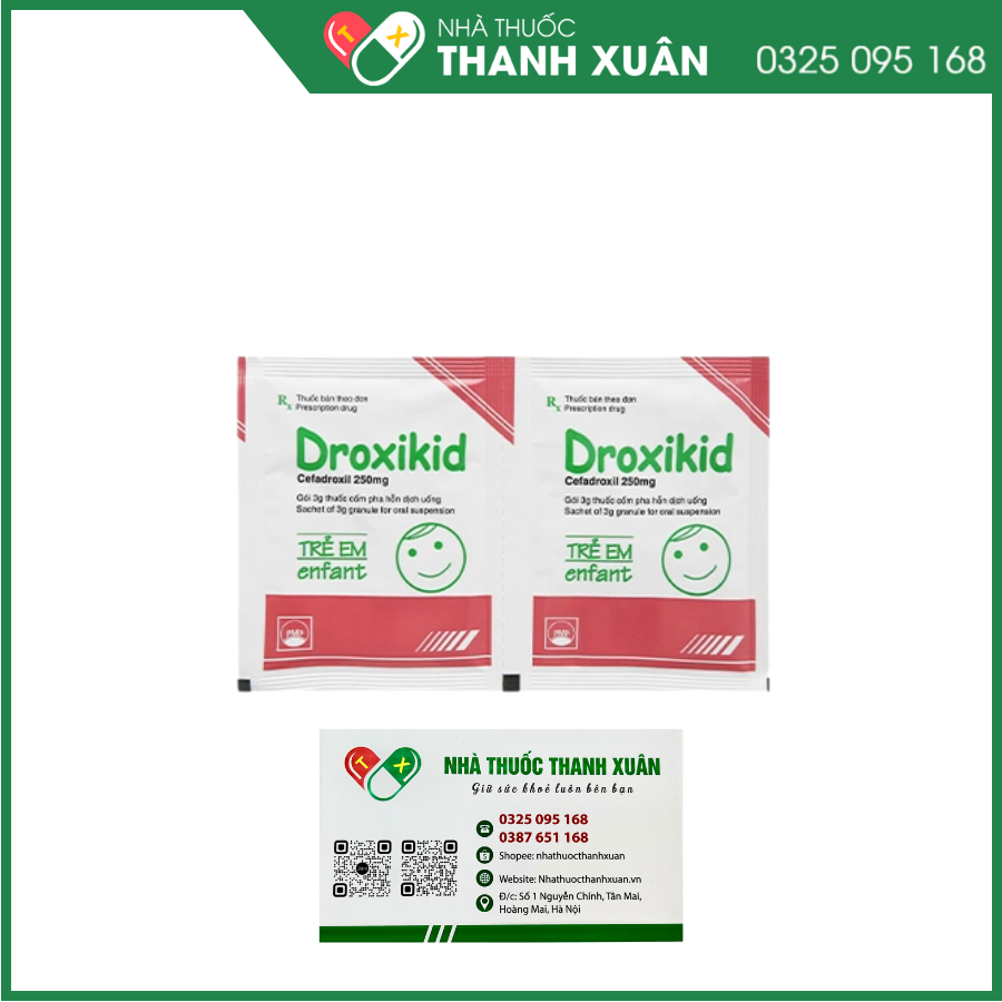 Cốm pha hỗn dịch uống Droxikid 250mg trị nhiễm khuẩn