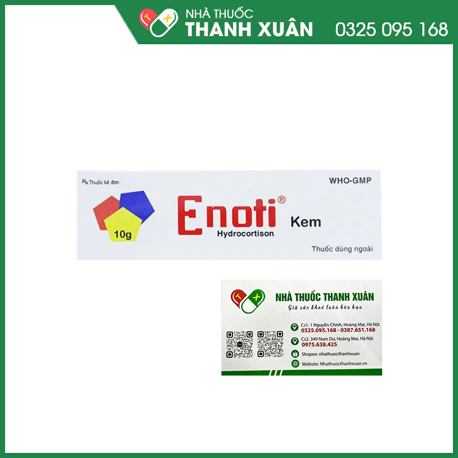 Enoti thuốc điều trị viêm da không nhiễm khuẩn, Eczema cấp, mãn tính, viêm da dị ứng, giảm ngứa hậu môn và hoặc bộ phận sinh dục, phát ban, kích ứng da