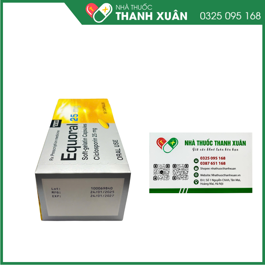 Equoral 25mg thuốc ức chế miễn dịch, điều trị chống thải ghép, hội chứng thận hư, viêm khớp dạng thấp, viên da cơ địa, bệnh vẩy nến
