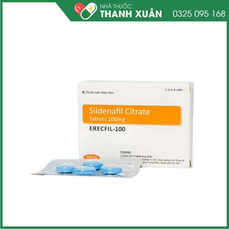 Erecfil-100 điều trị các tình trạng rối loạn cương dương
