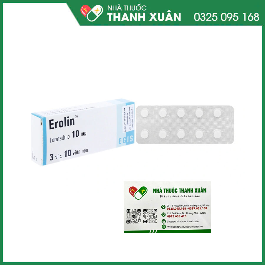 Erolin 10mg thuốc điều trị viêm mũi dị ứng, mày đay