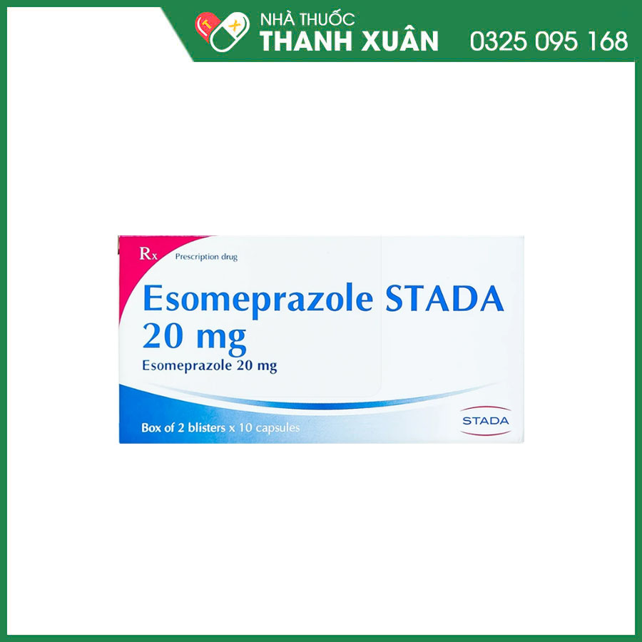 Esomeprazole Stada 20mg thuốc điều trị bệnh trào ngược dạ dày-thực quản, hội chứng Zollinger-Ellison, loét dạ dày-tá tràng