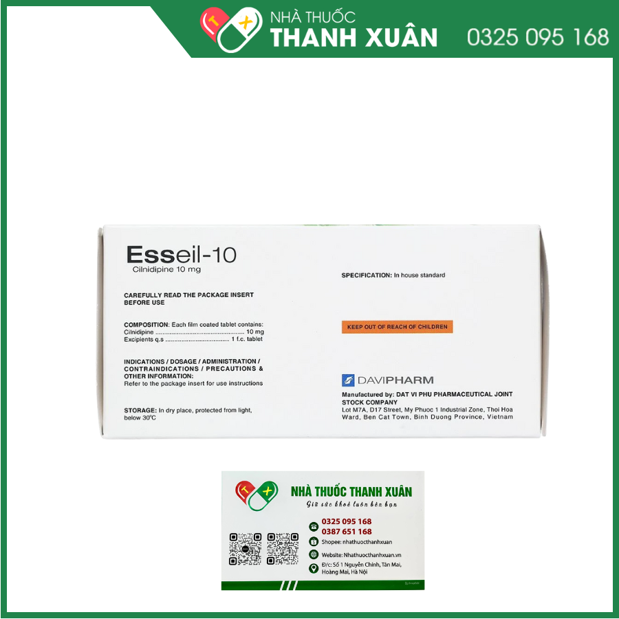 Thuốc Esseil-10 Davipharm điều trị tăng huyết áp