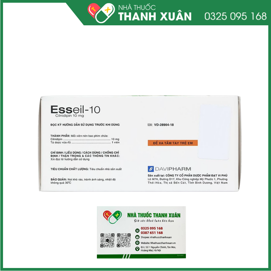 Thuốc Esseil-10 Davipharm điều trị tăng huyết áp