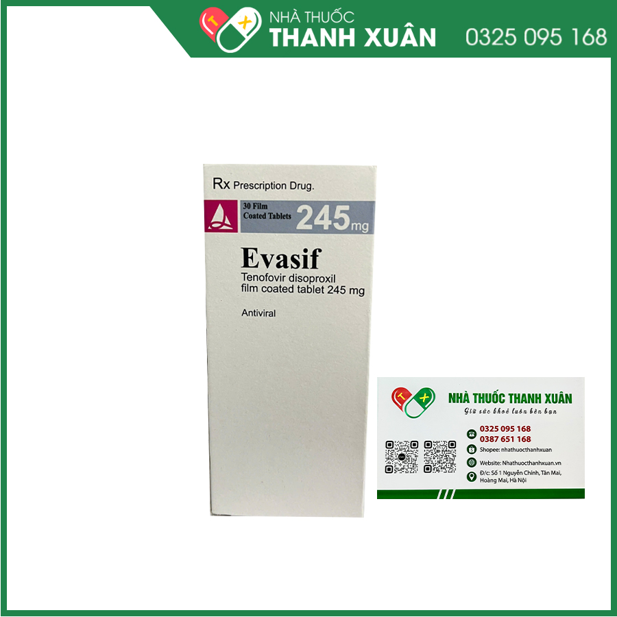 Evasif thuốc điều trị viêm gan B hoặc phối hợp điều trị nhiễm HIV-1 ở người trưởng thành