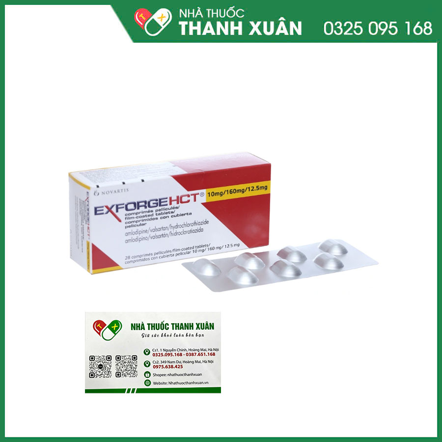 Exforge HCT 10mg/160mg/12,5mg thuốc điều trị tăng huyết áp vô căn
