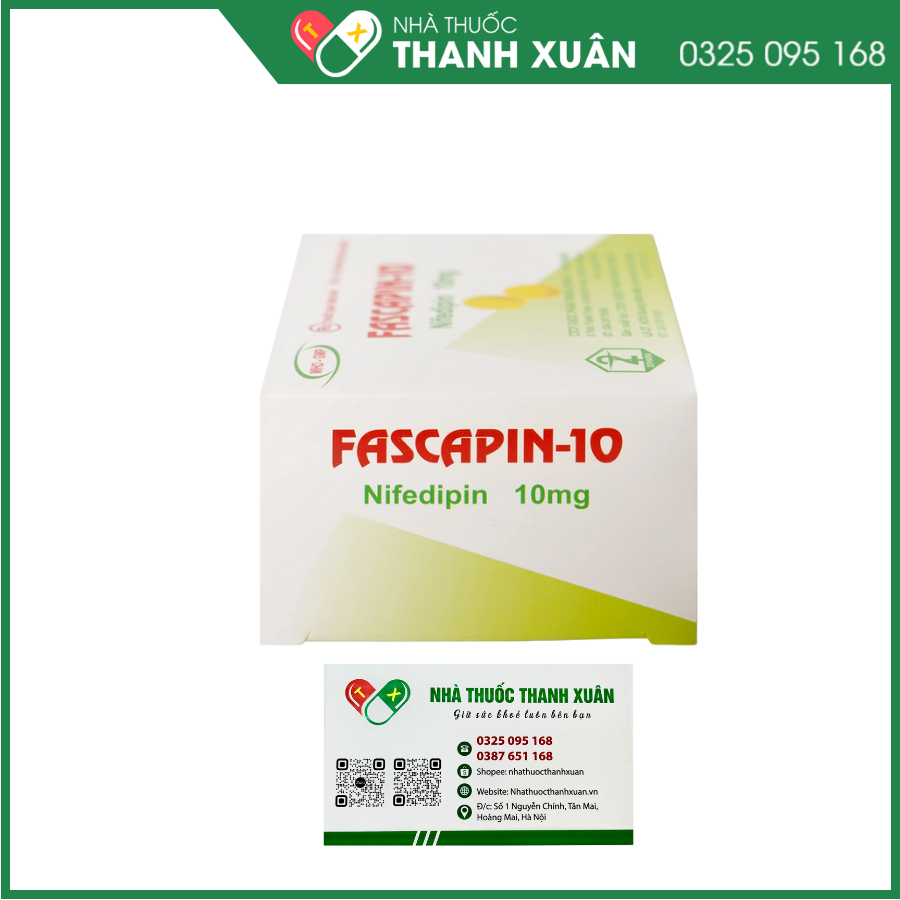 Fascapin-10 trị tăng huyết áp, dự phòng cơn đau thắt ngực