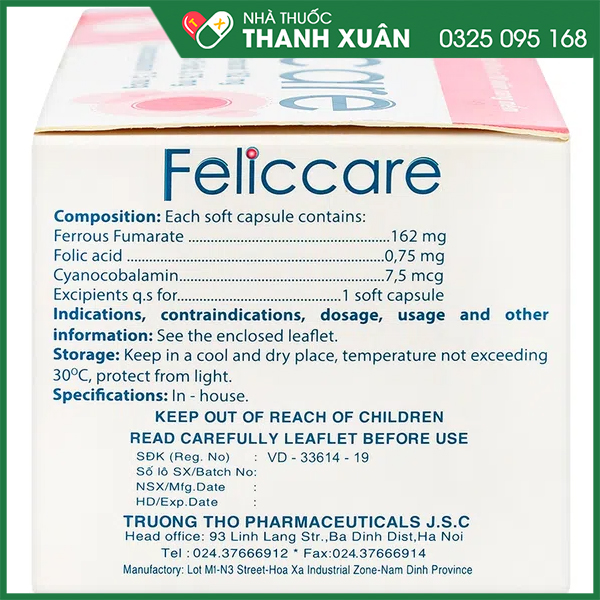Feliccare thực phẩm bổ sung sắt cho người thiếu máu
