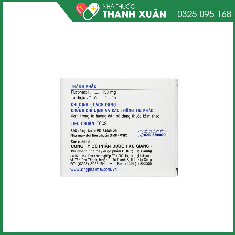 Fluconazol 150 DHG điều trị nhiễm nấm