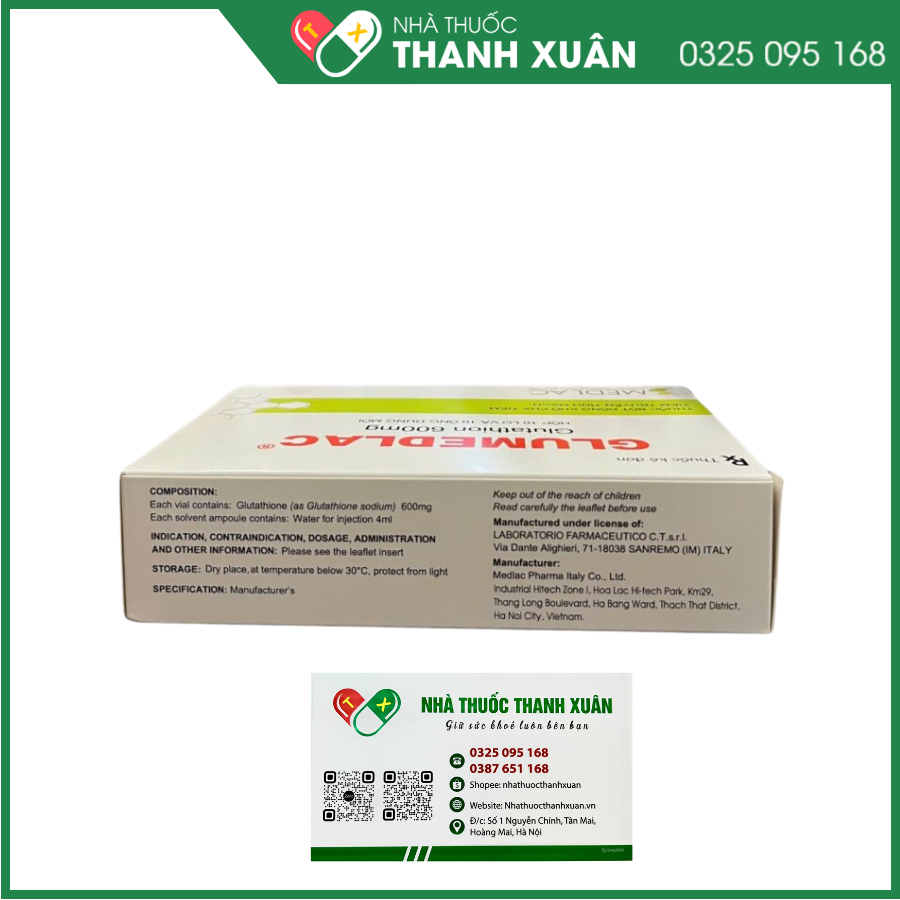 Glumedlac giảm bạch cầu do xạ trị, viêm niêm mạc miệng do trị хạ, dự phòng bệnh thần kinh do điều trị hóa chất với cisplatin và dẫn xuất platinum