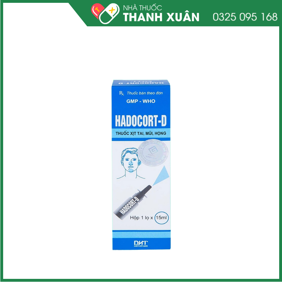 Hadocort-D điều trị các bệnh viêm mũi, viêm xoang (15ml)