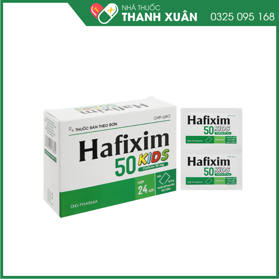 Bột pha hỗn dịch uống Hafixim 50 Kids trị nhiễm khuẩn