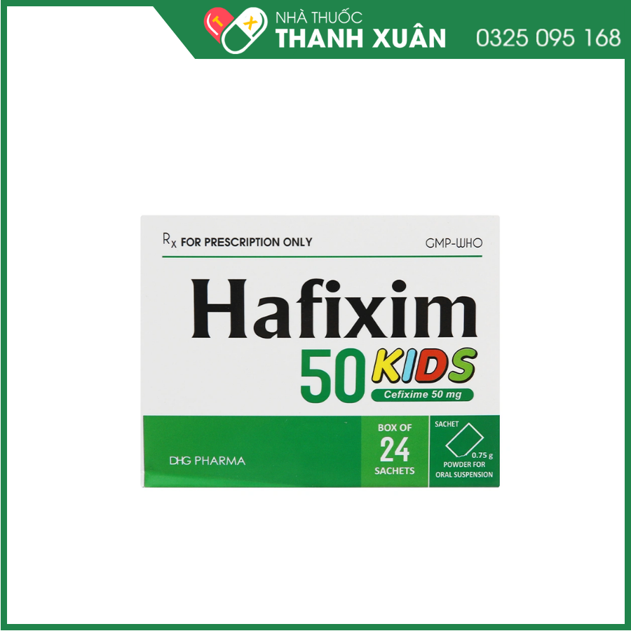Bột pha hỗn dịch uống Hafixim 50 Kids trị nhiễm khuẩn