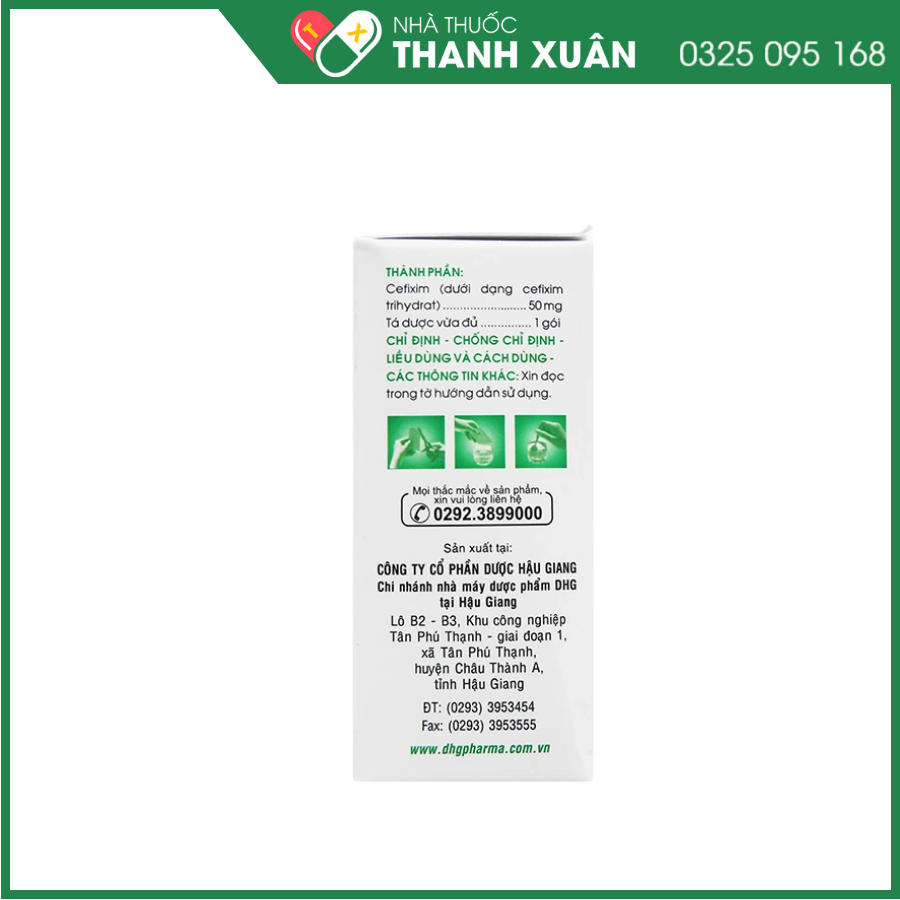 Bột pha hỗn dịch uống Hafixim 50 Kids trị nhiễm khuẩn