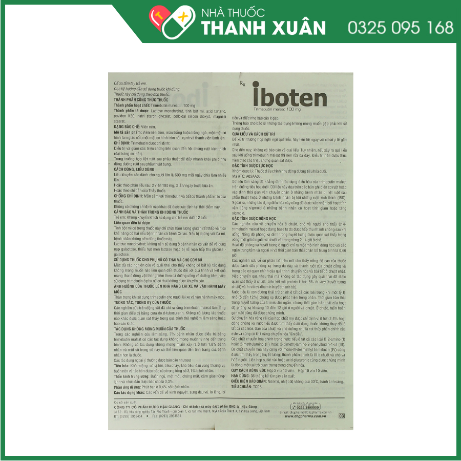 Iboten điều trị triệu chứng của đau, rối loạn nhu động ruột