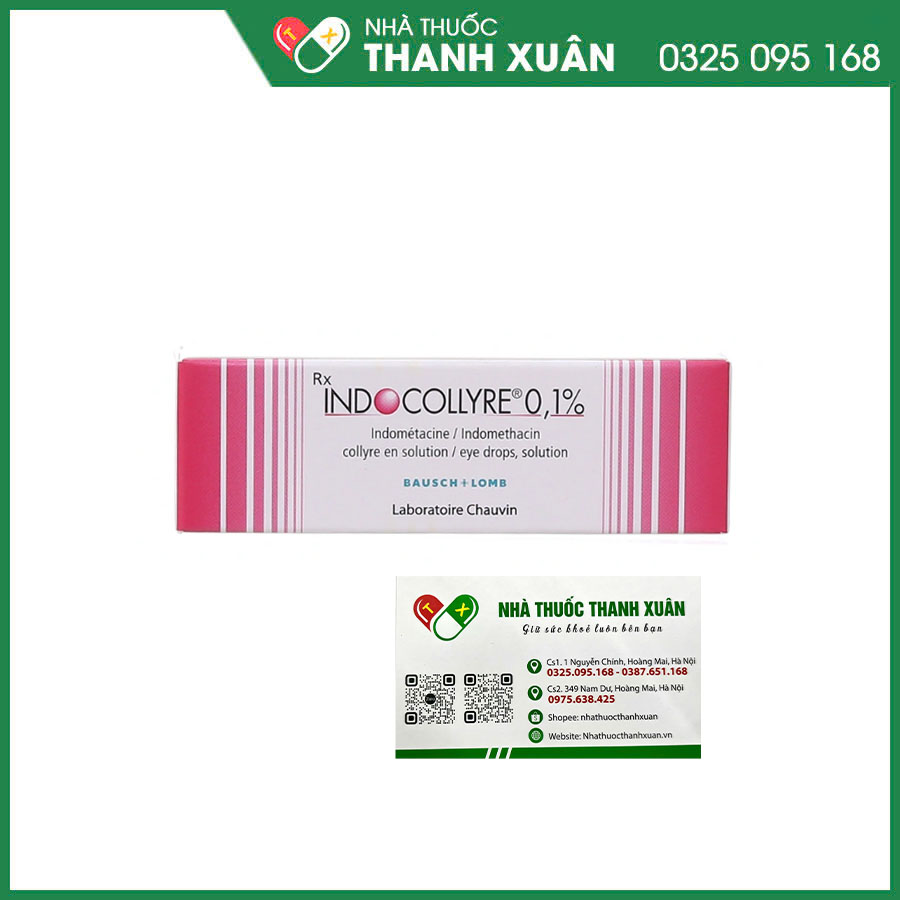 Indocollyre 0,1% thuốc điều trị hậu phẫu, ức chế co đồng tử, chống viêm sau phẫu thuật và giảm đau sau phẫu thuật