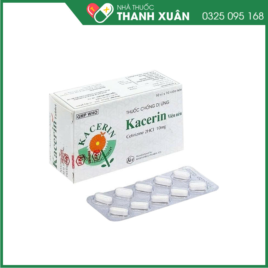 Kacerin điều trị dị ứng, mày đay và viêm mũi dị ứng