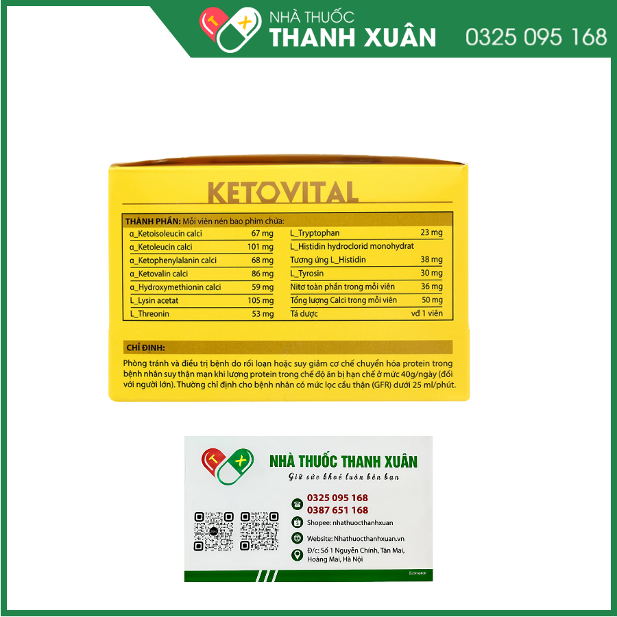 Ketovital phòng ngừa và điều trị rối loạn/suy giảm chuyển hóa protein ở bệnh nhân suy thận mạn