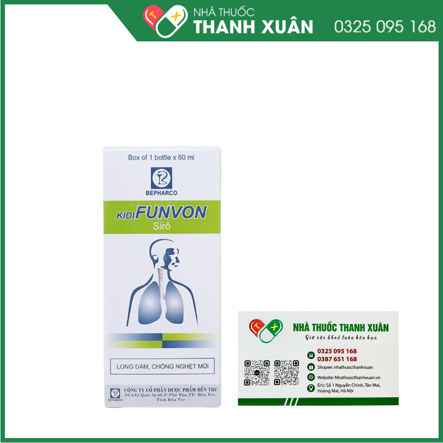 Kidifunvon điều trị rối loạn tiết dịch phế quản