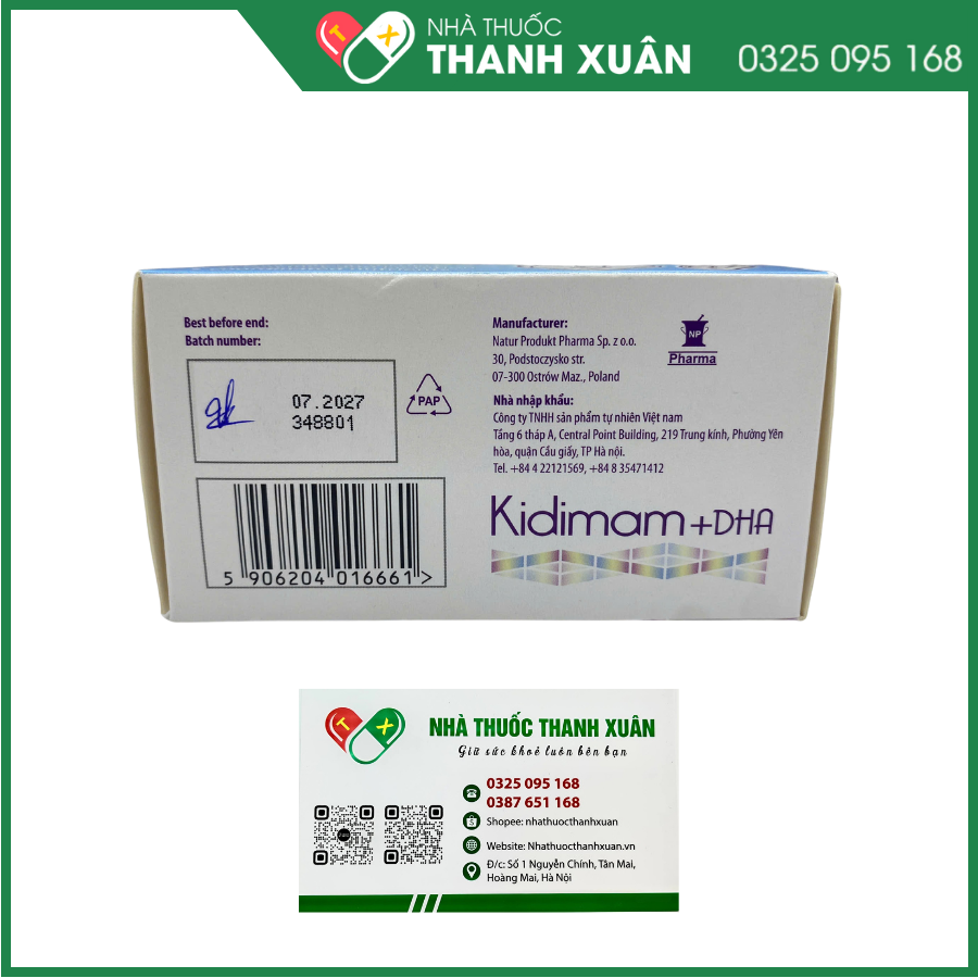 Kidimam+DHA bổ sung DHA, acid folic và các vitamin, khoáng chất cho phụ nữ mang thai và cho con bú