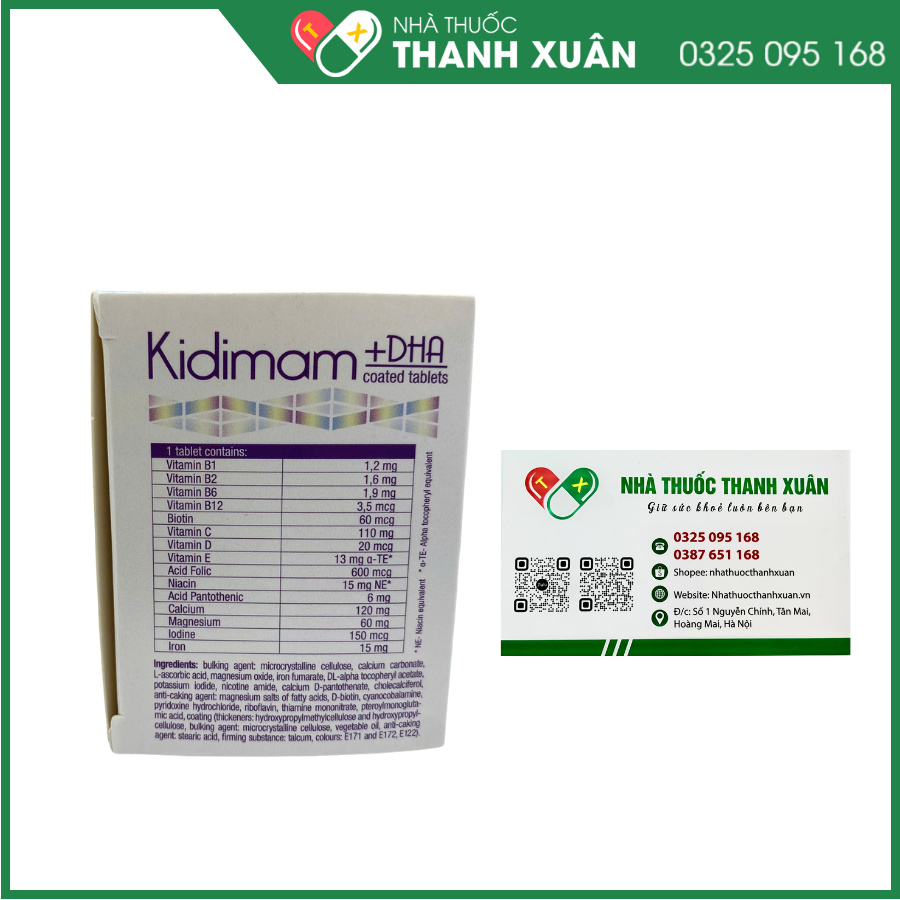 Kidimam+DHA bổ sung DHA, acid folic và các vitamin, khoáng chất cho phụ nữ mang thai và cho con bú