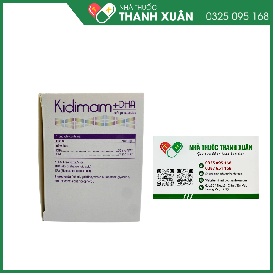 Kidimam+DHA bổ sung DHA, acid folic và các vitamin, khoáng chất cho phụ nữ mang thai và cho con bú