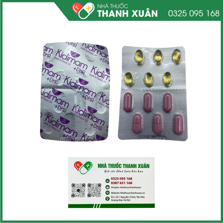 Kidimam+DHA bổ sung DHA, acid folic và các vitamin, khoáng chất cho phụ nữ mang thai và cho con bú