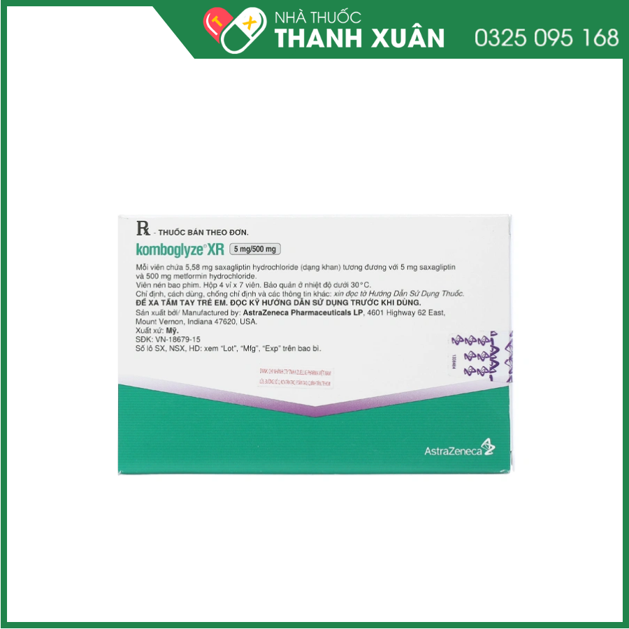 Komboglyze XR 5mg/500mg điều trị đái tháo đường