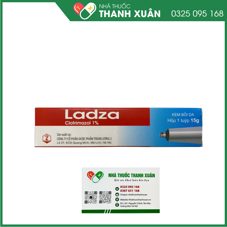 Kem bôi Ladza trị nấm da, nấm Candida da, nấm kẽ ngón tay, kẽ ngón chân, lang ben