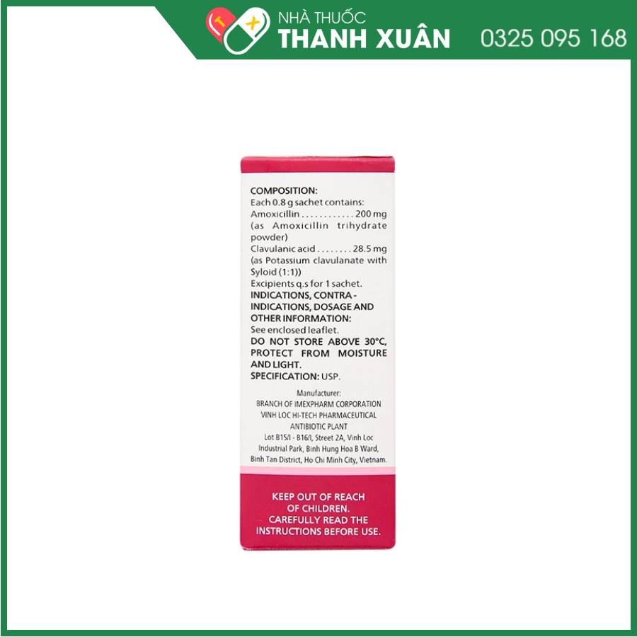 Bột pha hỗn dịch uống Lanam SC 200mg/28,5mg trị nhiễm khuẩn
