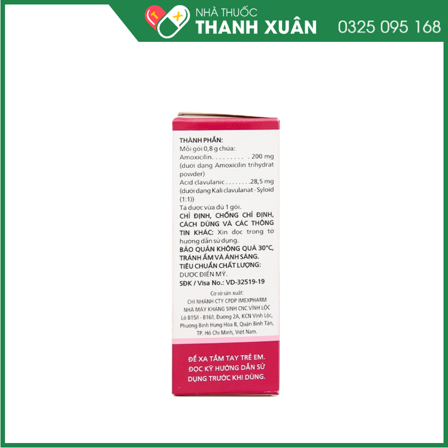 Bột pha hỗn dịch uống Lanam SC 200mg/28,5mg trị nhiễm khuẩn