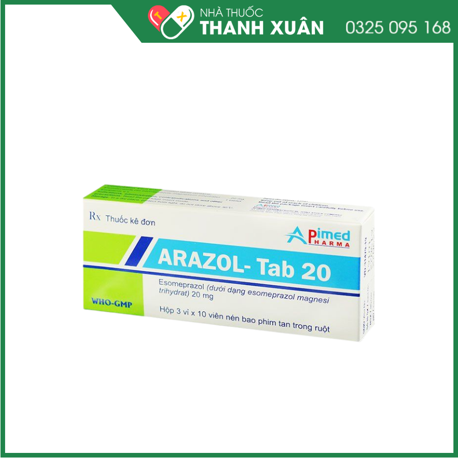 Arazol-Tab 20 điều trị bệnh trào ngược dạ dày - thực quản