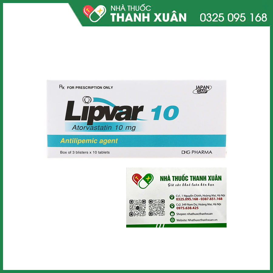 Lipvar 10mg thuốc điều trị giảm mỡ máu và dự phòng các biến cố tim mạch