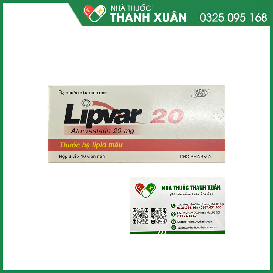 Lipvar 20mg điều trị giảm mỡ máu và dự phòng các biến cố tim mạch