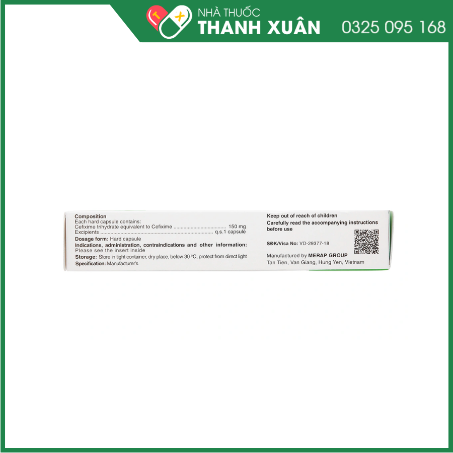 Thuốc Mecefix-B.E 150mg Merap điều trị nhiễm khuẩn đường tiết niệu, viêm tai giữa