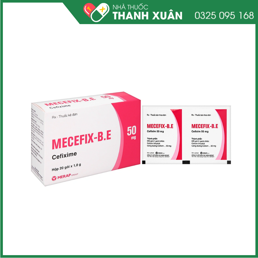 Thuốc Mecefix-B.E 50mg Merap điều trị nhiễm khuẩn đường tiết niệu, viêm tai giữa