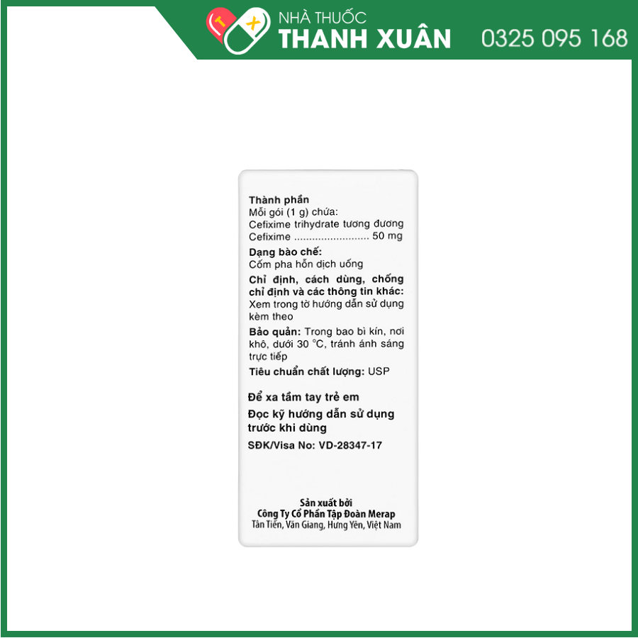Thuốc Mecefix-B.E 50mg Merap điều trị nhiễm khuẩn đường tiết niệu, viêm tai giữa