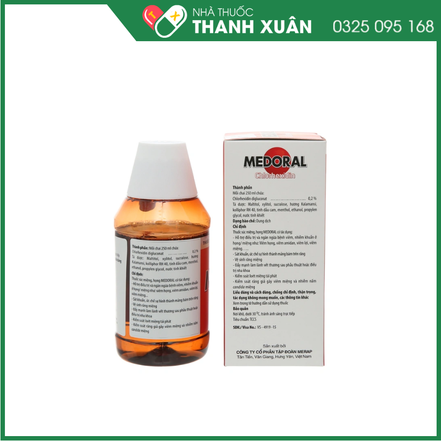 Medoral điều trị bệnh viêm nhiễm khuẩn ở họng miệng và  nhiễm nấm candida miệng