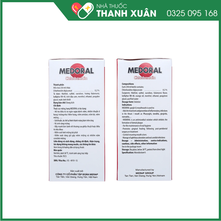 Medoral điều trị bệnh viêm nhiễm khuẩn ở họng miệng và  nhiễm nấm candida miệng
