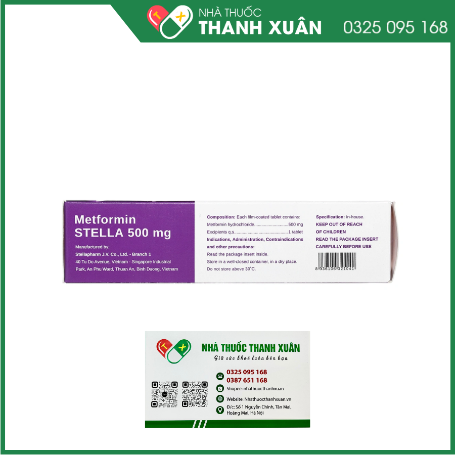 Viên nén Metformin Stella 500mg điều trị bệnh đái tháo đường týp 2