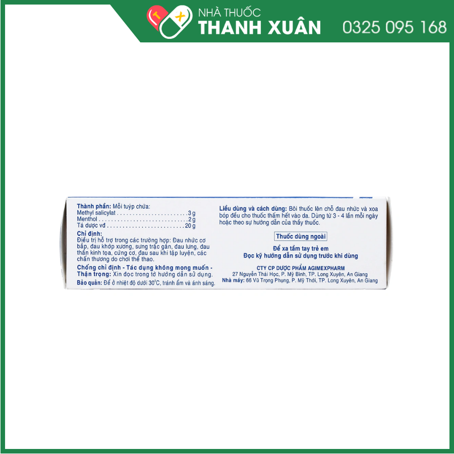 Kem bôi da Methocylat giảm đau nhức cơ xương khớp