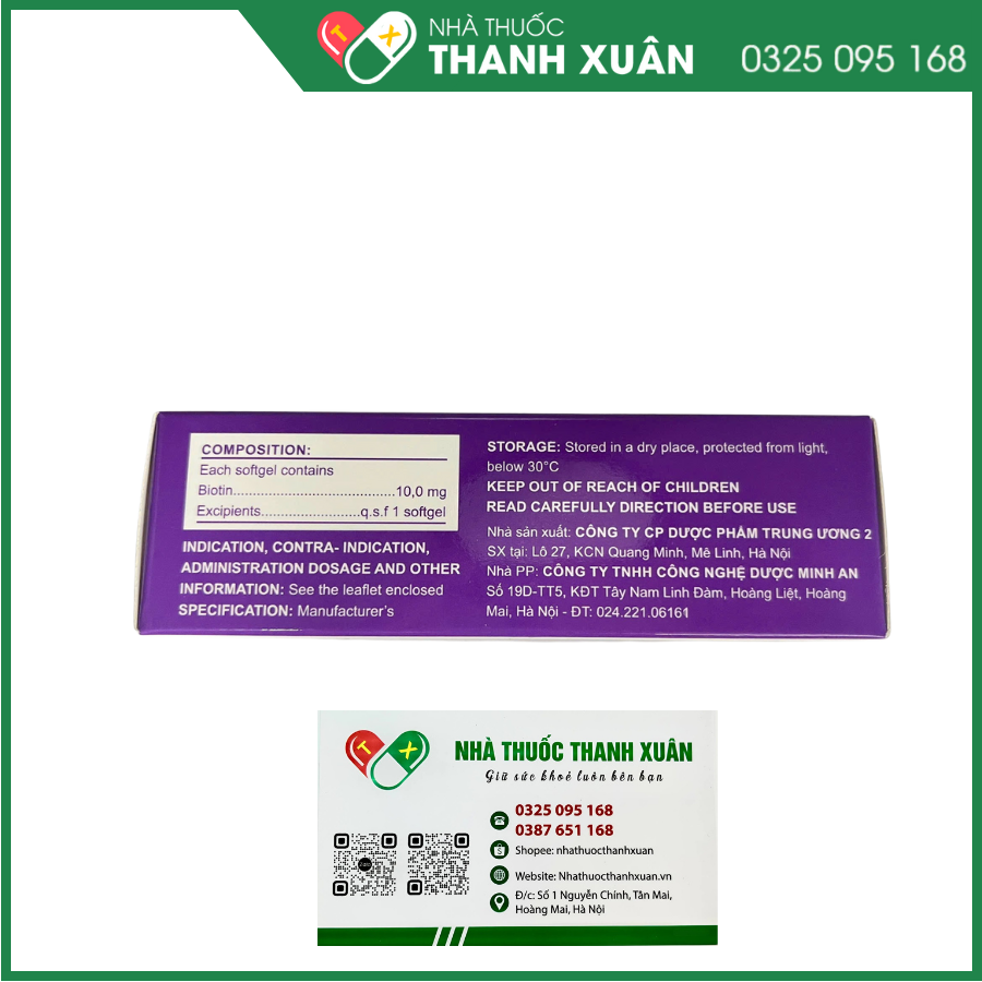 Mibiotin sử dụng trong trường hợp thiếu hụt biotin