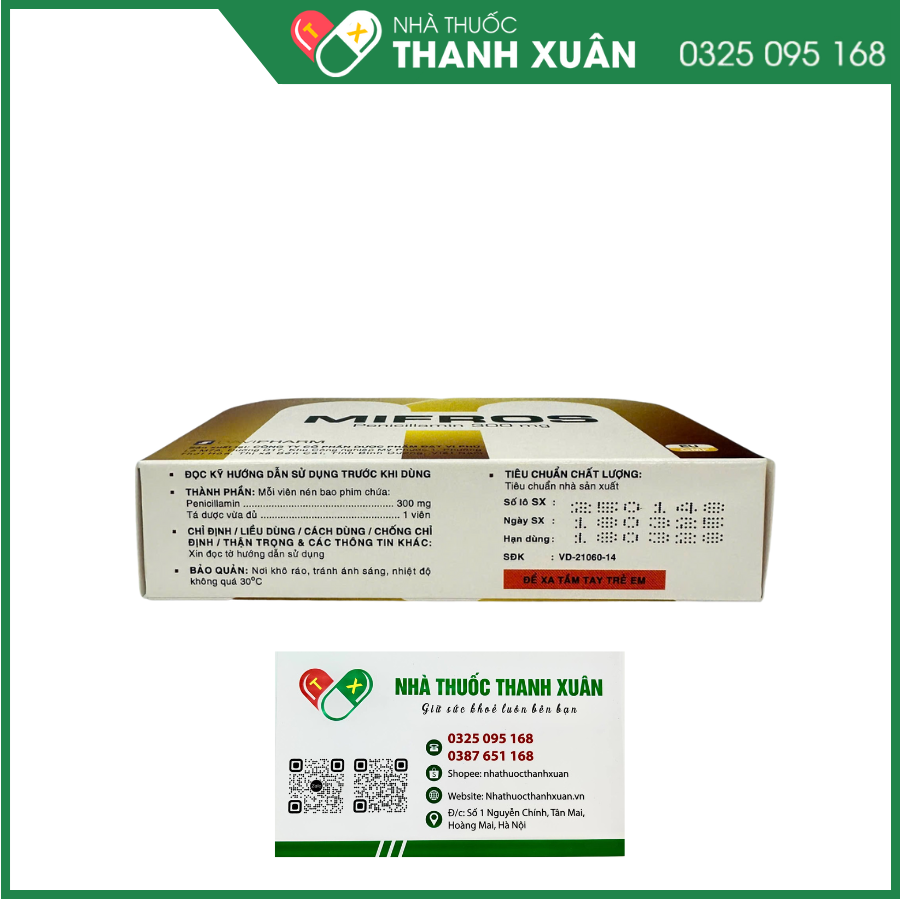 Thuốc Mifros 300mg Davipharm điều trị bệnh Wilson, bệnh cystin niệu, bệnh viêm khớp