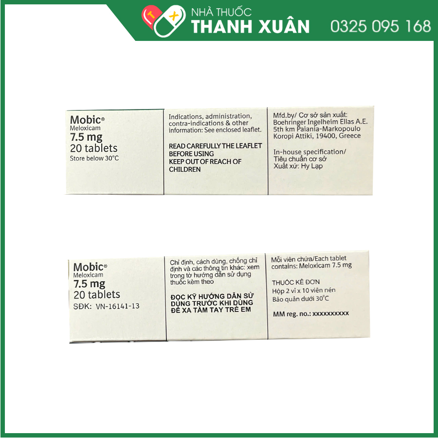 Mobic 7,5mg thuốc điều trị triệu chứng trong viêm xương khớp, viêm khớp dạng thấp, viêm cột sống dính khớp