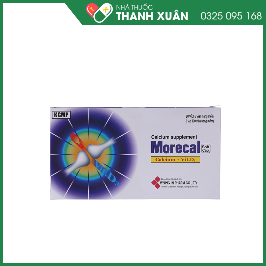 Morecal - Thực phẩm bổ sung canxi và vitamin D (20 vỉ x 5 viên)