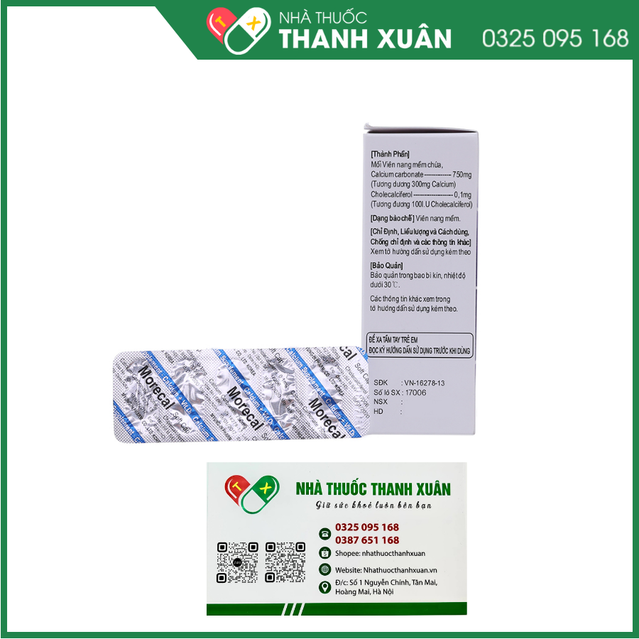 Morecal - Thực phẩm bổ sung canxi và vitamin D (20 vỉ x 5 viên)