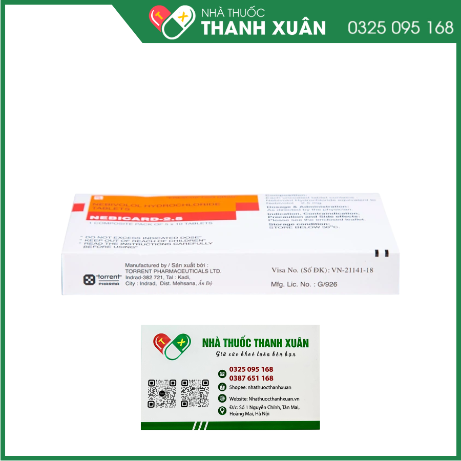 Nebicard-2.5 trị tăng huyết áp