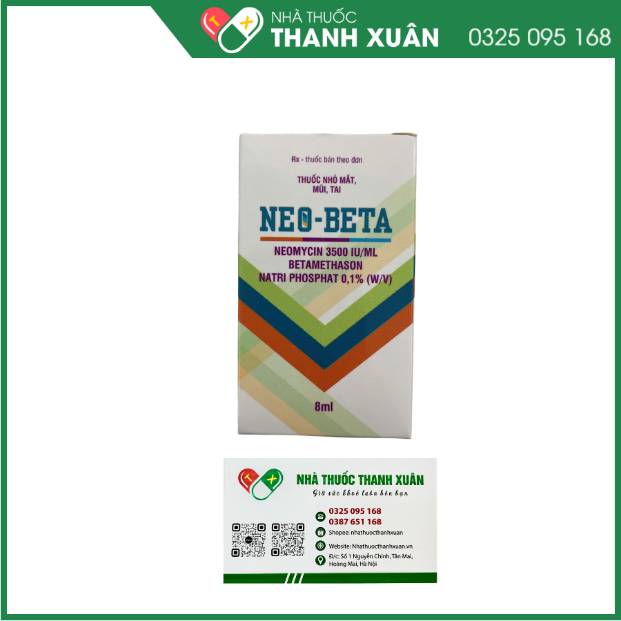 Thuốc nhỏ mắt, mũi, tai Neo-Beta điều trị viêm nhiễm mắt, mũi, tai