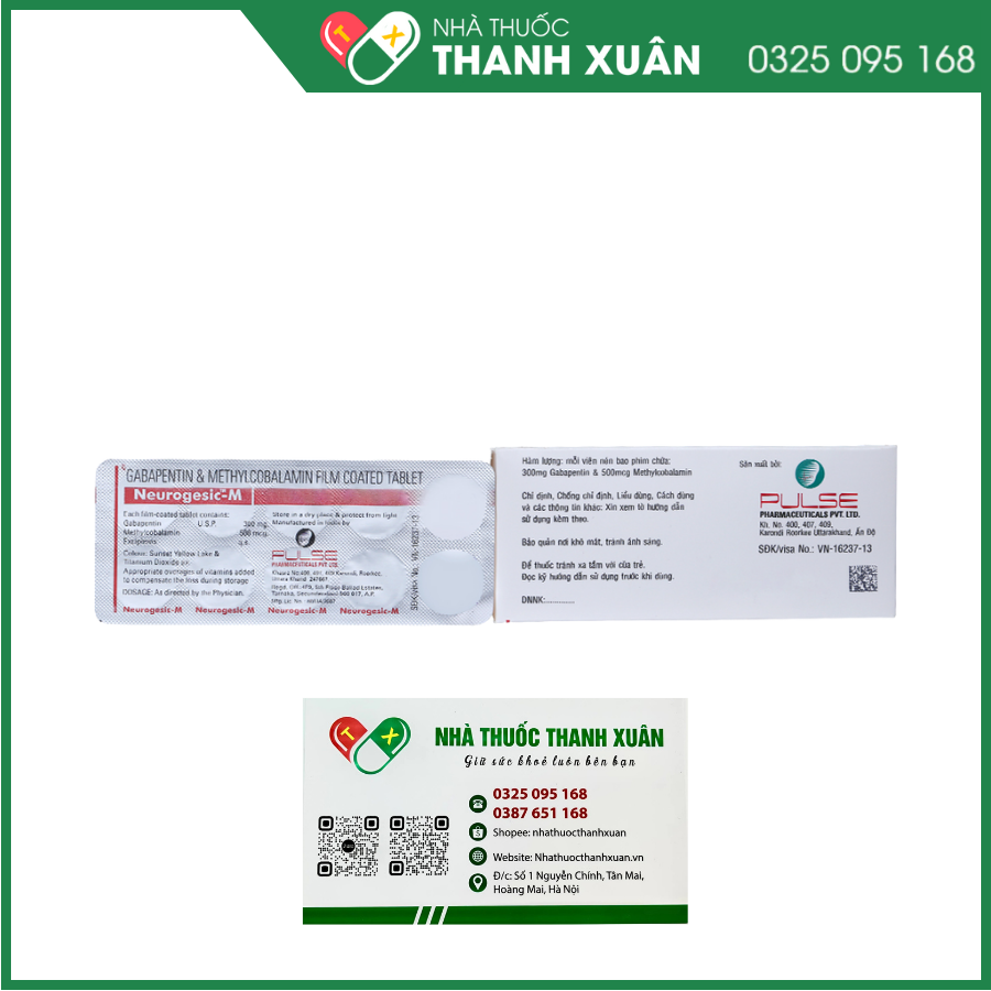 Neurogesic-M trị động kinh, đau dây thần kinh (10 vỉ x 10 viên)
